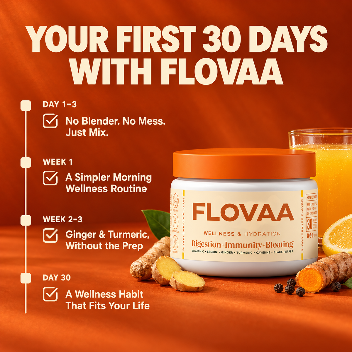 Flovaa Ginger & Turmeric Wellness Drink Mix