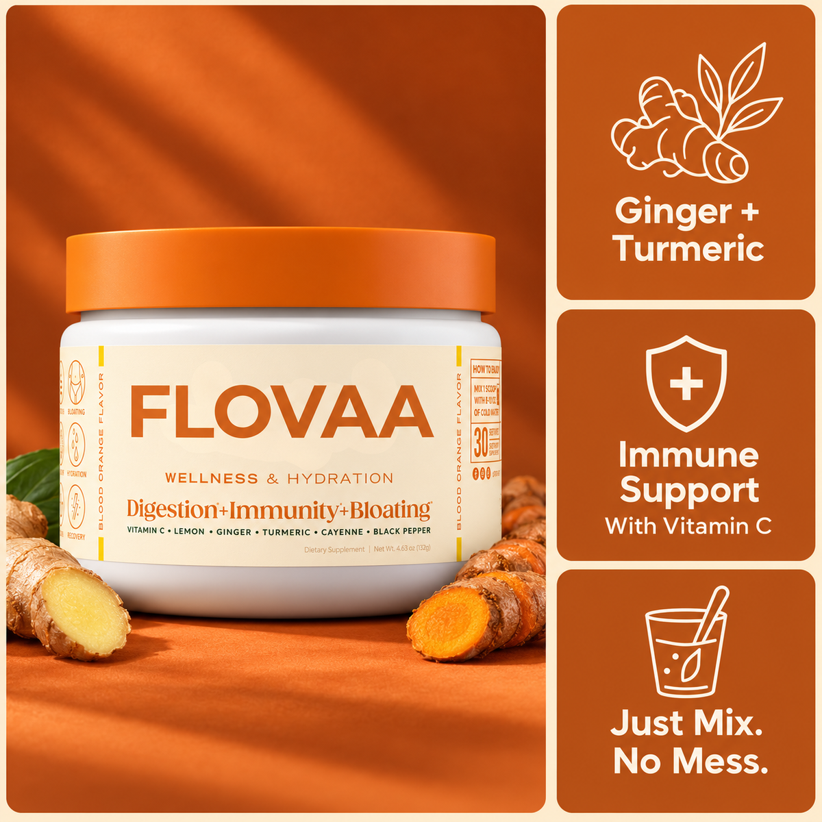 Flovaa Ginger & Turmeric Wellness Drink Mix